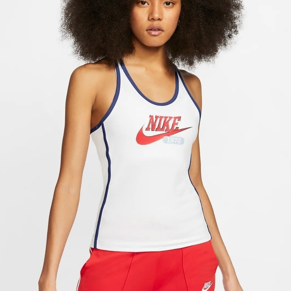🦋 Nike Heritage 1972 White Racerback Tank Top